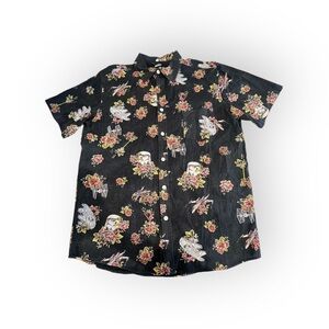 Star Wars Black Floral Button-Up Shirt